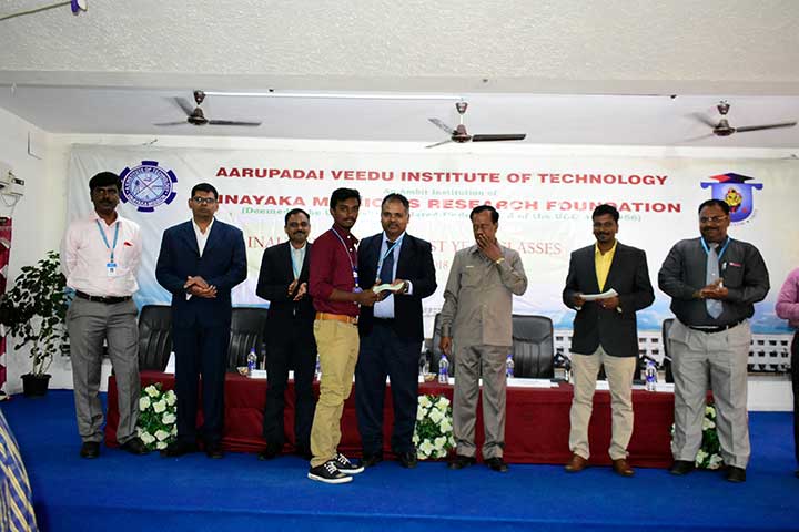 First year student awarded for in the freshers day celebration-AVIT
